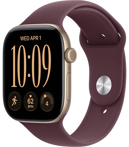 Умные часы Apple Watch Series 12 46mm Light Gold Aluminum Case with Sport Band Burgundy
