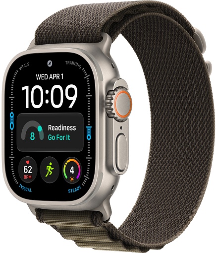 Apple Watch Ultra 4 (2026) 49mm Natural Titanium Case with Dark Olive Alpine Loop Small