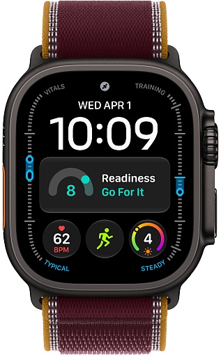 Apple Watch Ultra 4 (2026) 49mm Black Titanium Case with Burgundy Trail Loop (M/L)