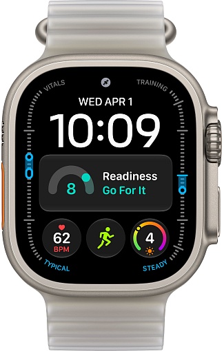 Apple Watch Ultra 4 (2026) 49mm Natural Titanium Case with Translucent Gray Ocean Band