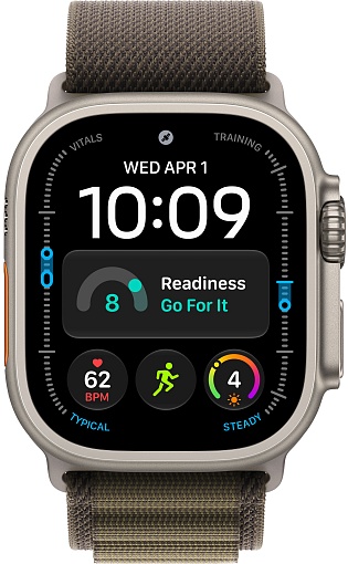 Apple Watch Ultra 4 (2026) 49mm Natural Titanium Case with Dark Olive Alpine Loop Small