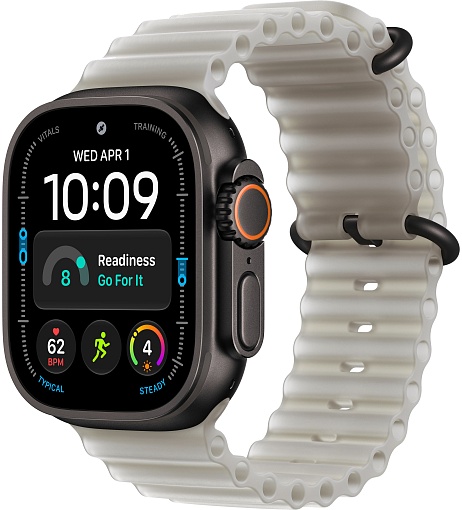 Apple Watch Ultra 4 (2026) 49mm Black Titanium Case with Translucent Gray Ocean Band