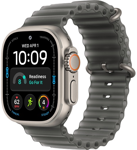 Apple Watch Ultra 4 (2026) 49mm Natural Titanium Case with Translucent Black Ocean Band