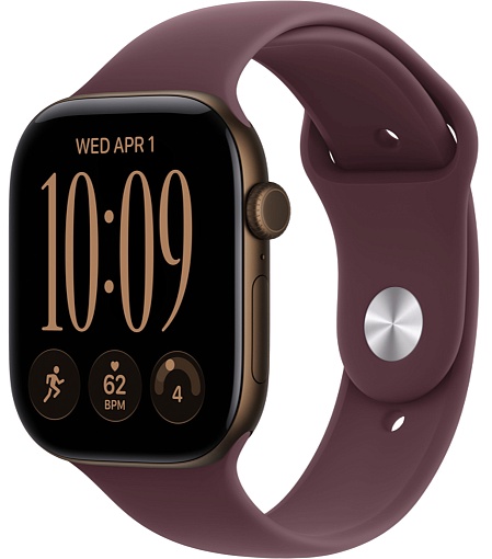 Умные часы Apple Watch Series 12 46mm Dark Bronze Aluminum Case with Sport Band Burgundy