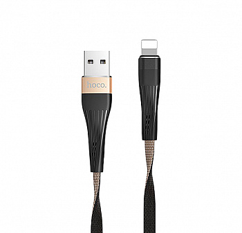 Черный усиленный USB-кабель Lightning Hoco U39 Slender 1.2m Gold