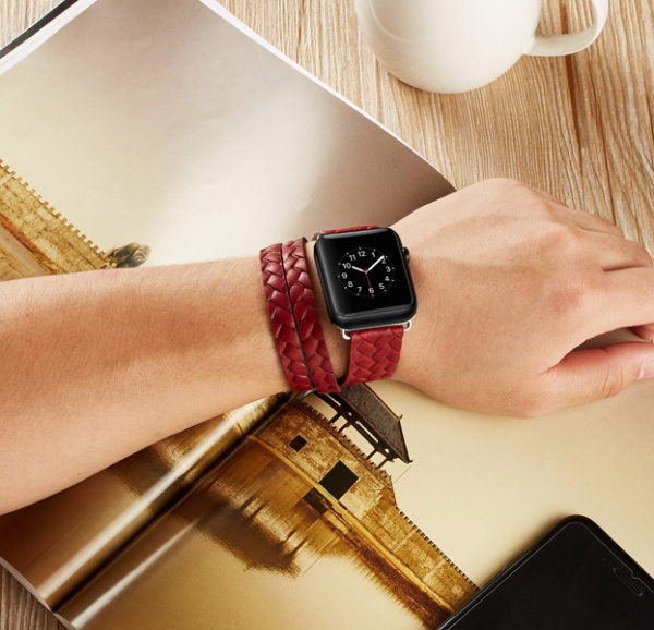 Красный ремешок для Apple Watch 38/40 mm Genuine Leather Band
