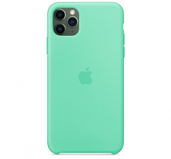 Чехол для iPhone 11 Pro Max Silicone Case силиконовый зеленое яблоко