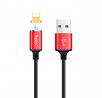 Красный магнитный USB-кабель Lightning Hoco U28 1m