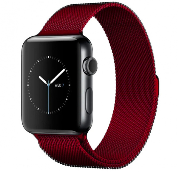 Бордовый металлический ремешок Milanese Band для Apple Watch 38/40 mm