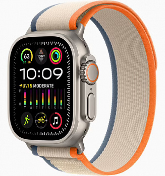 Apple Watch Ultra 2 49mm Titanium Case with Orange/Beige Trail Loop ( S/M )
