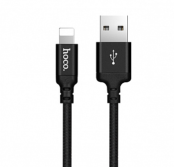 Черный усиленный USB-кабель Lightning Hoco X14 2m