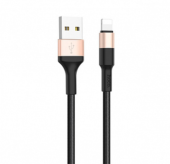 Черный усиленный USB-кабель Lightning Hoco X26 Xpress 1m