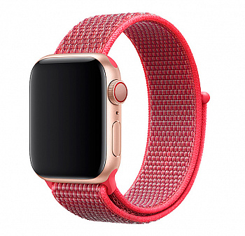 Ярко-розовый нейлоновый ремешок на липучке для Apple Watch 38/40 mm