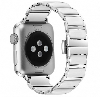 Белый металлический ремешок для Apple Watch 38/40 mm Diamond Ceramic Band