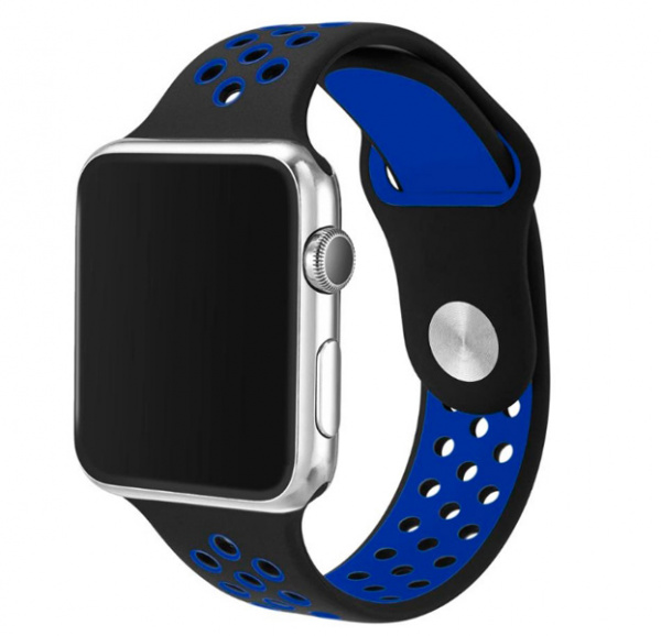 Ремешок Apple Watch 38/40 mm Perforated Sport Band Black/Blue