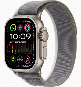 Apple Watch Ultra 2 49mm Titanium Case with Green/Gray Trail Loop ( S/M )