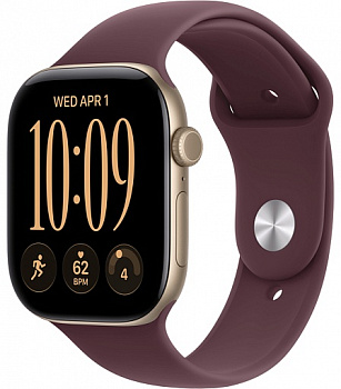 Умные часы Apple Watch Series 12 46mm Light Gold Aluminum Case with Sport Band Burgundy