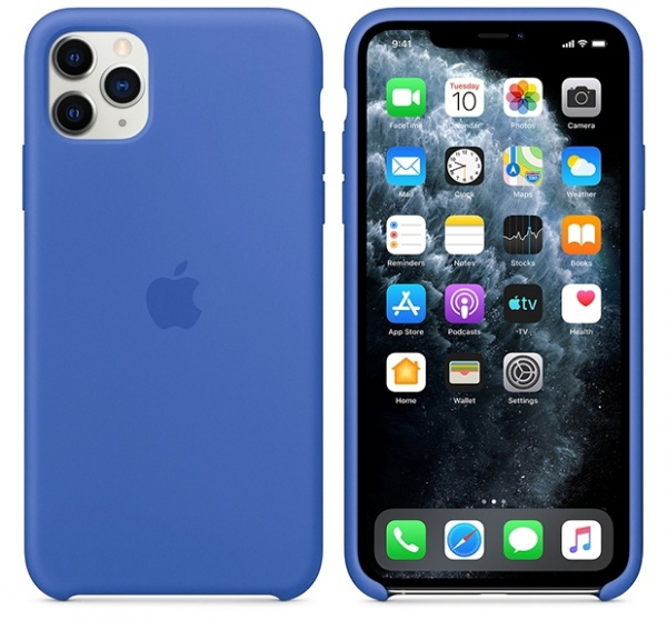 Чехол для iPhone 11 Pro Max Silicone Case силиконовый серо-синий