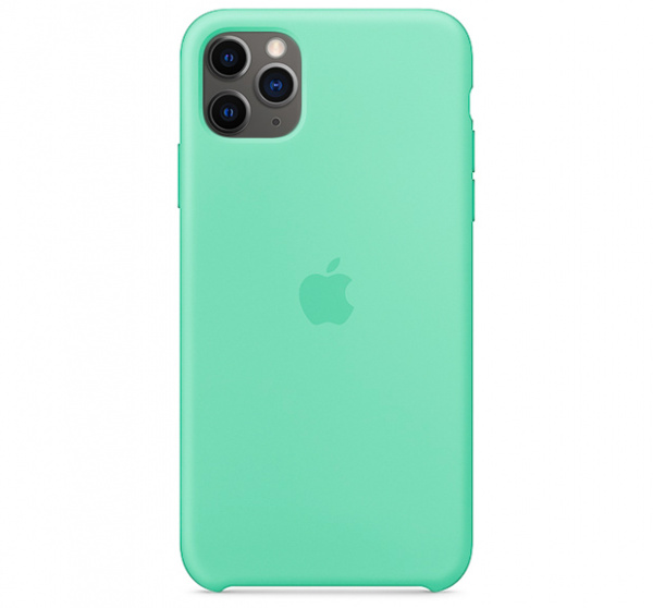 Чехол для iPhone 11 Pro Max Silicone Case силиконовый зеленое яблоко