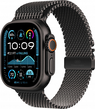 Apple Watch Ultra 2 (2024) 49mm Black Titanium Case with Black Titanium Milanese Loop M (MX5V3)