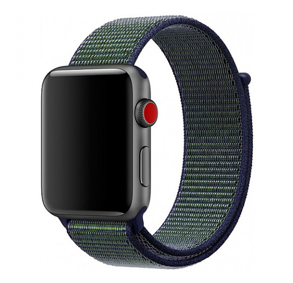 Темно-синий нейлоновый ремешок на липучке для Apple Watch 42/44 mm