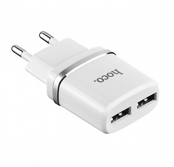 Белый сетевой блок питания Hoco C12 2xUSB3.0 2.4A