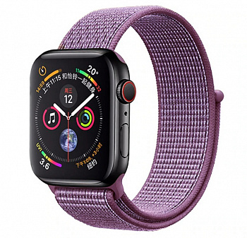Темно-лиловый нейлоновый ремешок на липучке для Apple Watch 42/44 mm