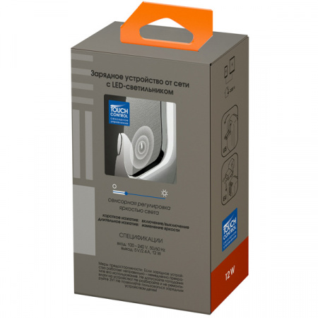 Сетевое зарядное устройство InterStep 2*USB 2,4A Smart LED White/Gray Strip