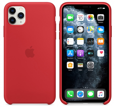 Чехол для iPhone 11 Pro Max Silicone Case силиконовый красный