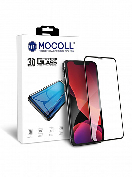 Защитное стекло MOCOLL полноразмерное 3D MIX для iPhone 11 PRO MAX / XS MAX Черное (Серия Pearl)