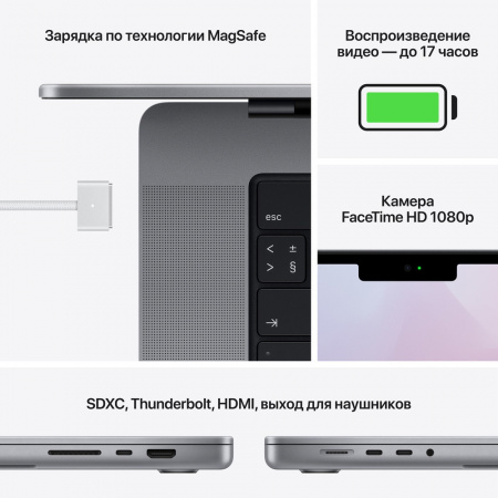 Ноутбук Apple MacBook Pro 14 M1 8/512GB серый космос (MKGP3)