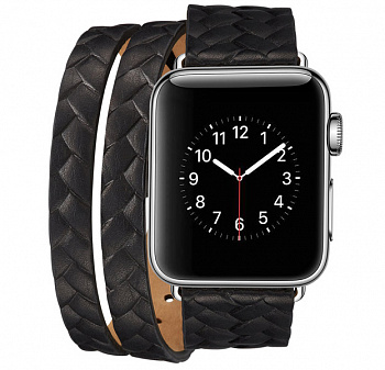 Черный ремешок для Apple Watch 38/40 mm Genuine Leather Band
