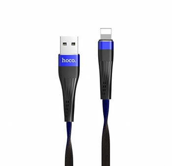 Черный усиленный USB-кабель Lightning Hoco U39 Slender 1.2m Blue