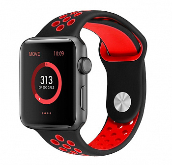 Ремешок Apple Watch 38/40 mm Perforated Sport Band Black/Red