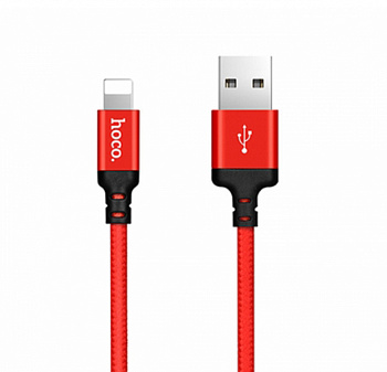 Красный усиленный USB-кабель Lightning Hoco X14 1m