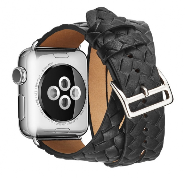 Черный ремешок для Apple Watch 38/40 mm Genuine Leather Band