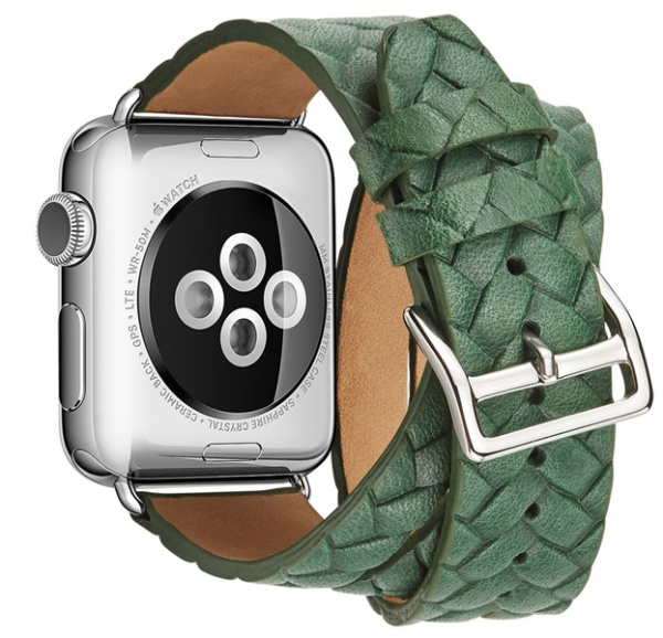 Зеленый ремешок для Apple Watch 38/40 mm Genuine Leather Band