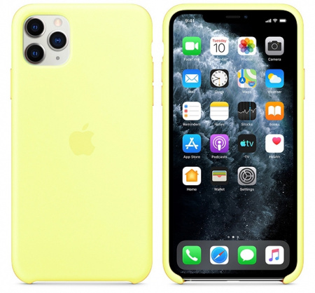 Чехол для iPhone 11 Pro Max Silicone Case силиконовый желто-зеленый