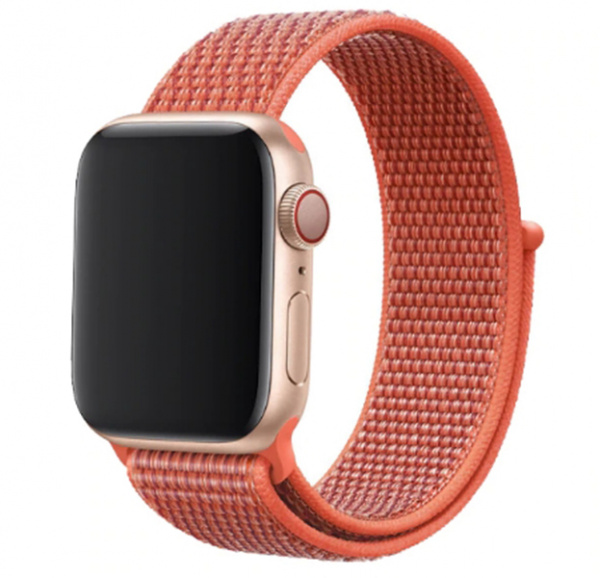 Красно-оранжевый нейлоновый ремешок на липучке для Apple Watch 42/44 mm