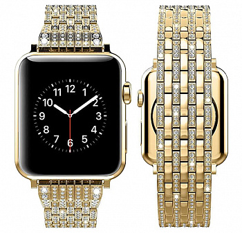 Золотой металлический ремешок для Apple Watch 38/40 mm Diamond