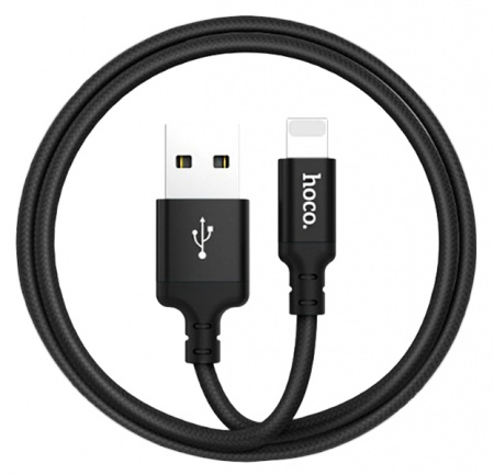Черный усиленный USB-кабель Lightning Hoco X14 2m