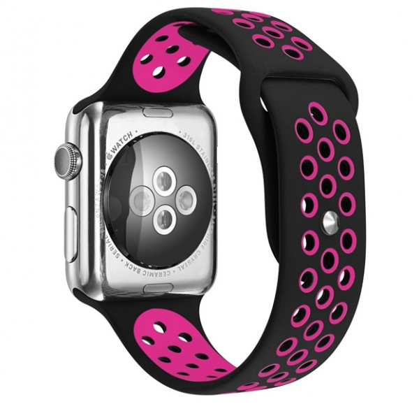 Ремешок Apple Watch 42/44 mm Perforated Sport Band Black/Pink