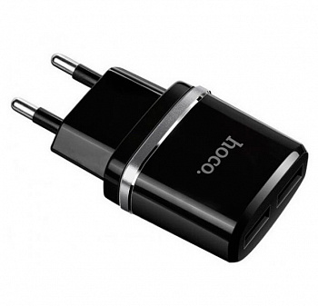 Черный сетевой блок питания Hoco C12 2xUSB3.0 2.4A