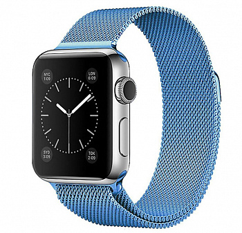 Голубой металлический ремешок Milanese Band для Apple Watch 42/44 mm