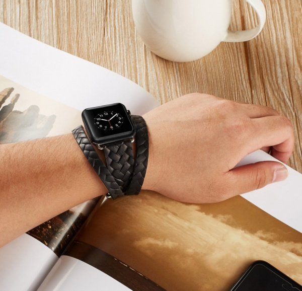 Черный ремешок для Apple Watch 38/40 mm Genuine Leather Band