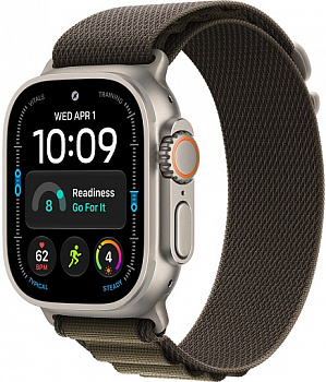 Apple Watch Ultra 4 (2026) 49mm Natural Titanium Case with Dark Olive Alpine Loop Small