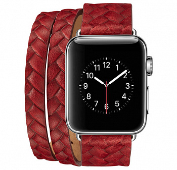 Красный ремешок для Apple Watch 38/40 mm Genuine Leather Band