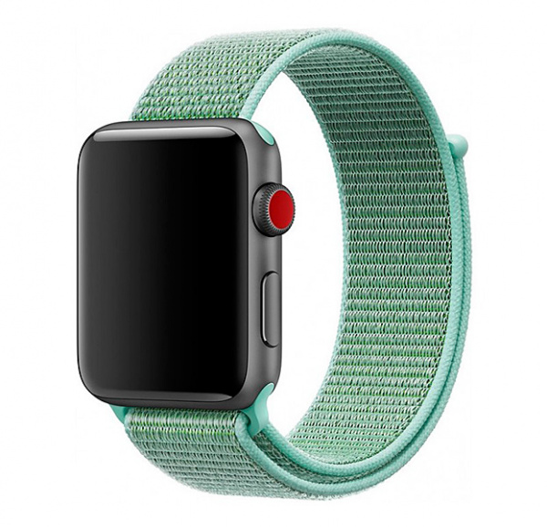 Салатовый нейлоновый ремешок на липучке для Apple Watch 42/44 mm