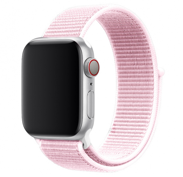 Светло-розовый нейлоновый ремешок на липучке для Apple Watch 42/44 mm