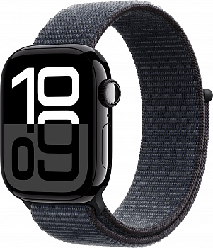 Apple Watch Series 10 42mm Jet Black Aluminum Case with Sport Loop, Ink